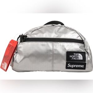 Supreme x The North Face Metallic Roo II Waist Bag Silver SS18 NWOT